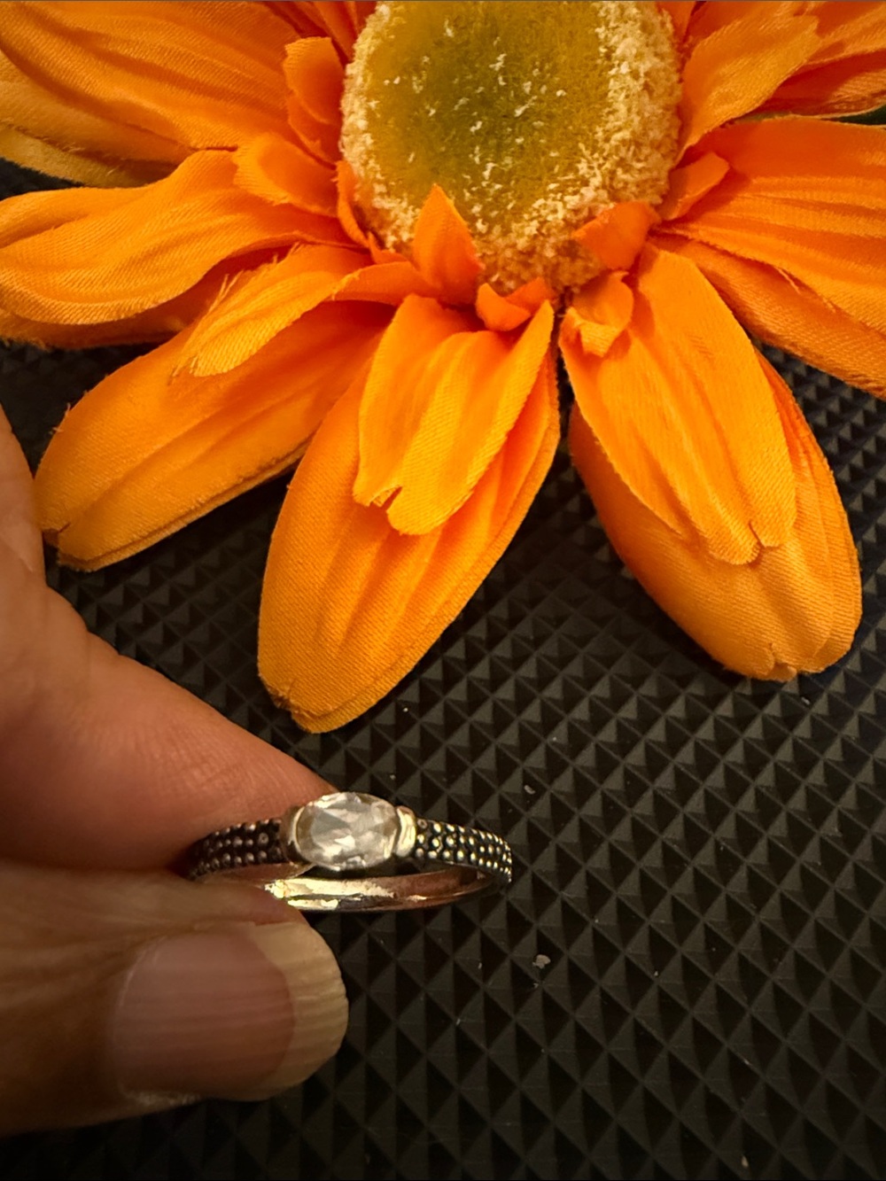 923 Silver-Tone Clear Stone Stackable Ring - Unbranded